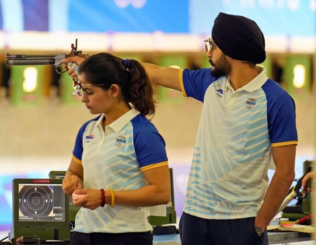 Manu Bhaker, Sarabjot Singh, Mixed 10m pistol event, shooting india, Paris Olympics 2024