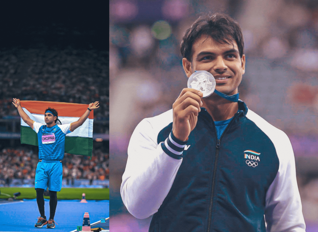 Neeraj Chopra with Silver medal after a 89.45m throw in men's javelin throw final at Paris Olympics 2024