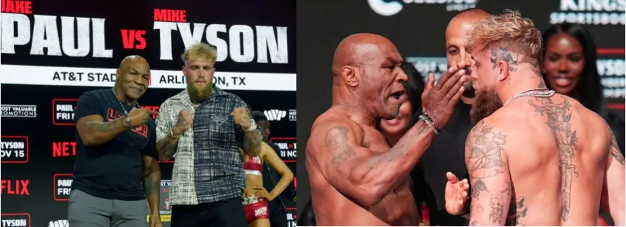 Mike Tyson slaps Jake Paul at the weigh-in before their Texas bout